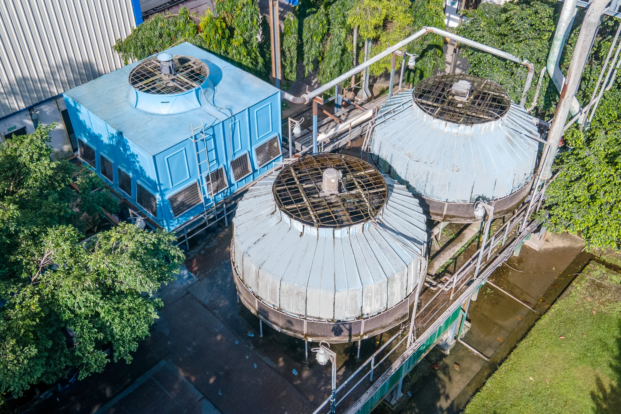 Cooling towers serving the plant utilities