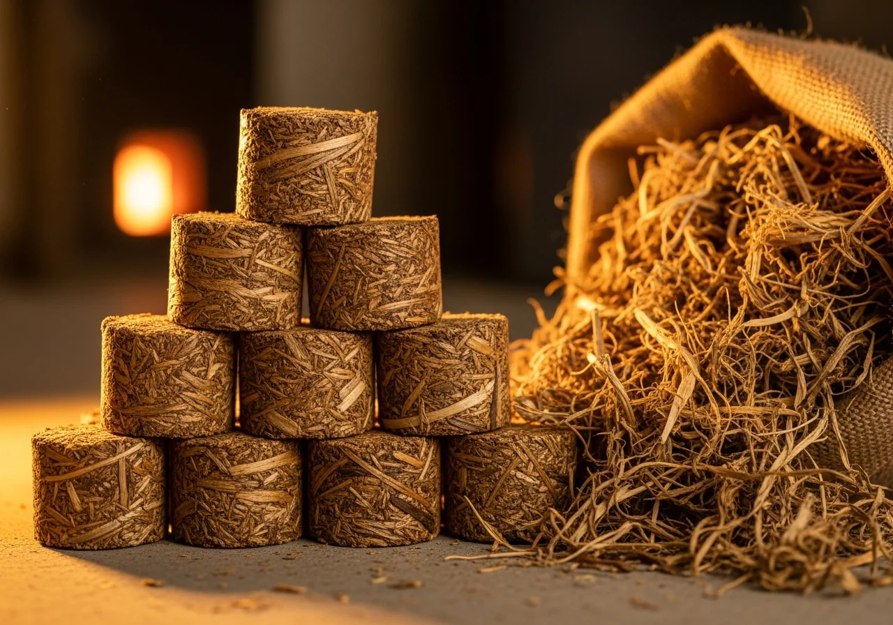 Biomass briquettes from post-extraction plant residue